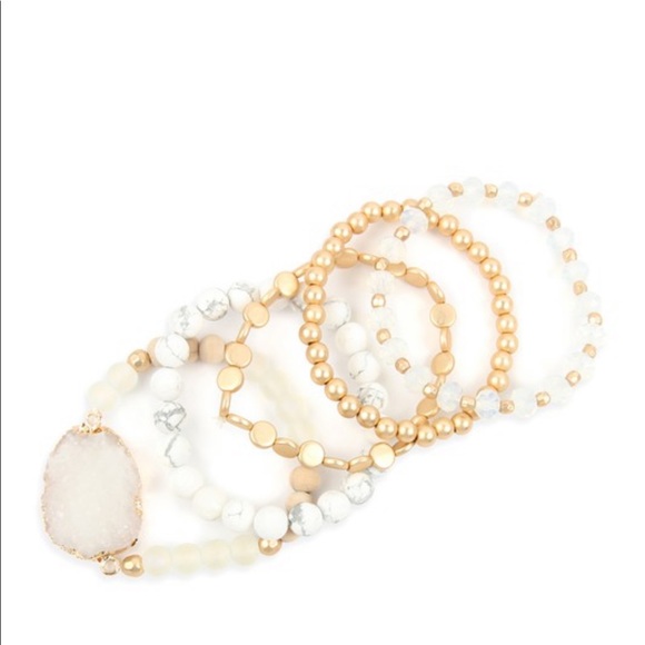 FINAL PRICE White Druzy Mixed Bracelet Set - Picture 2 of 4